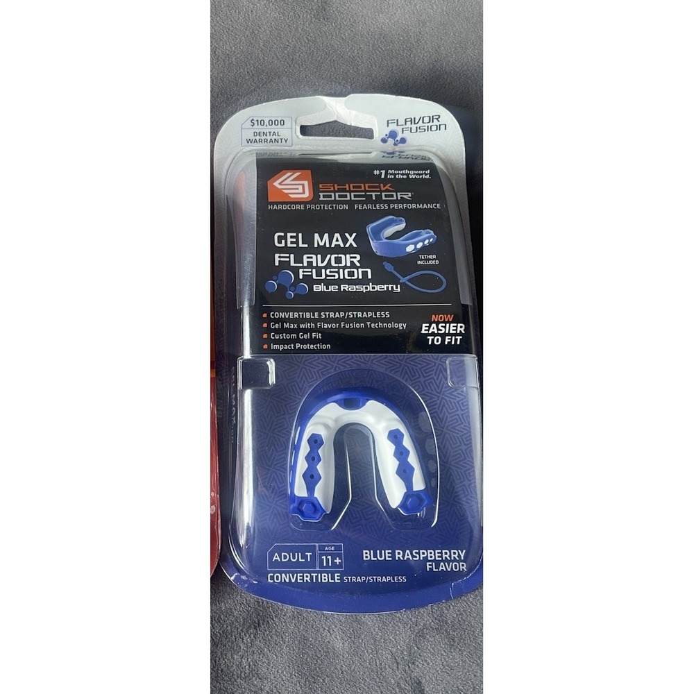 Shock Doctor Gel Max Flavor Fusion Mouth Guard Blue Raspberry Youth Classic Fit